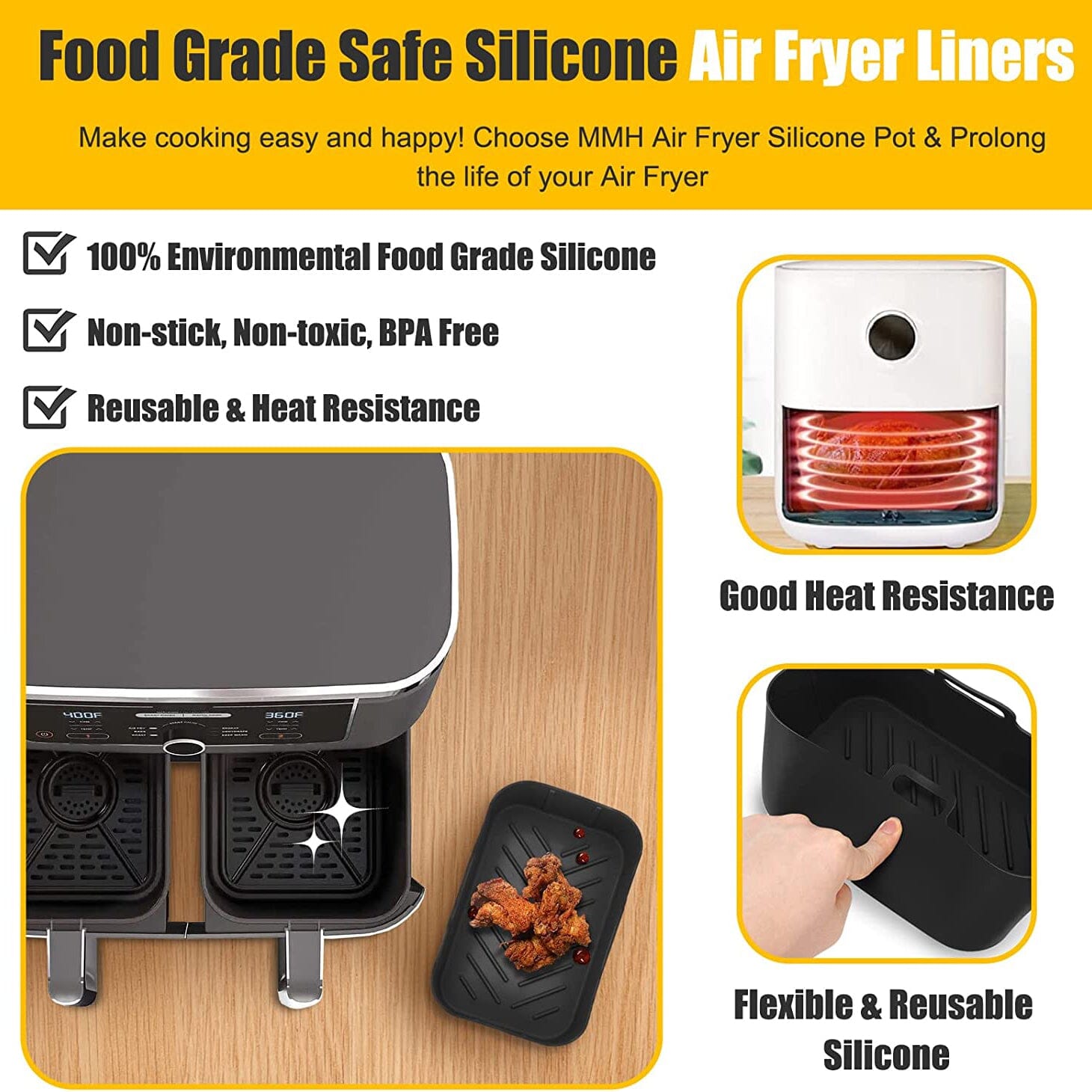 2-Piece: Air Fryer Silicone Pot Shipping Discount Sale