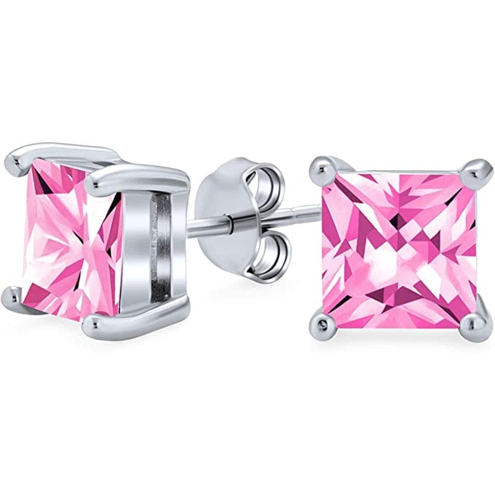 .925 Sterling Silver Square Cubic Zirconia Solitaire Princess AAA CZ Stud Earrings Pick A Best For Sale