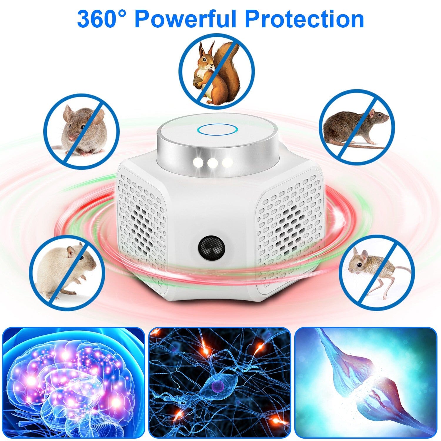 360° Ultrasonic Rodent Chaser Electronic Plug-in Mouse Control Best Deals