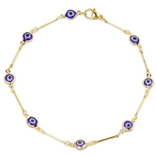 18k Gold Plated Bar Style Blue Evil Eye Crystal Anklet Buy Cheap Sast