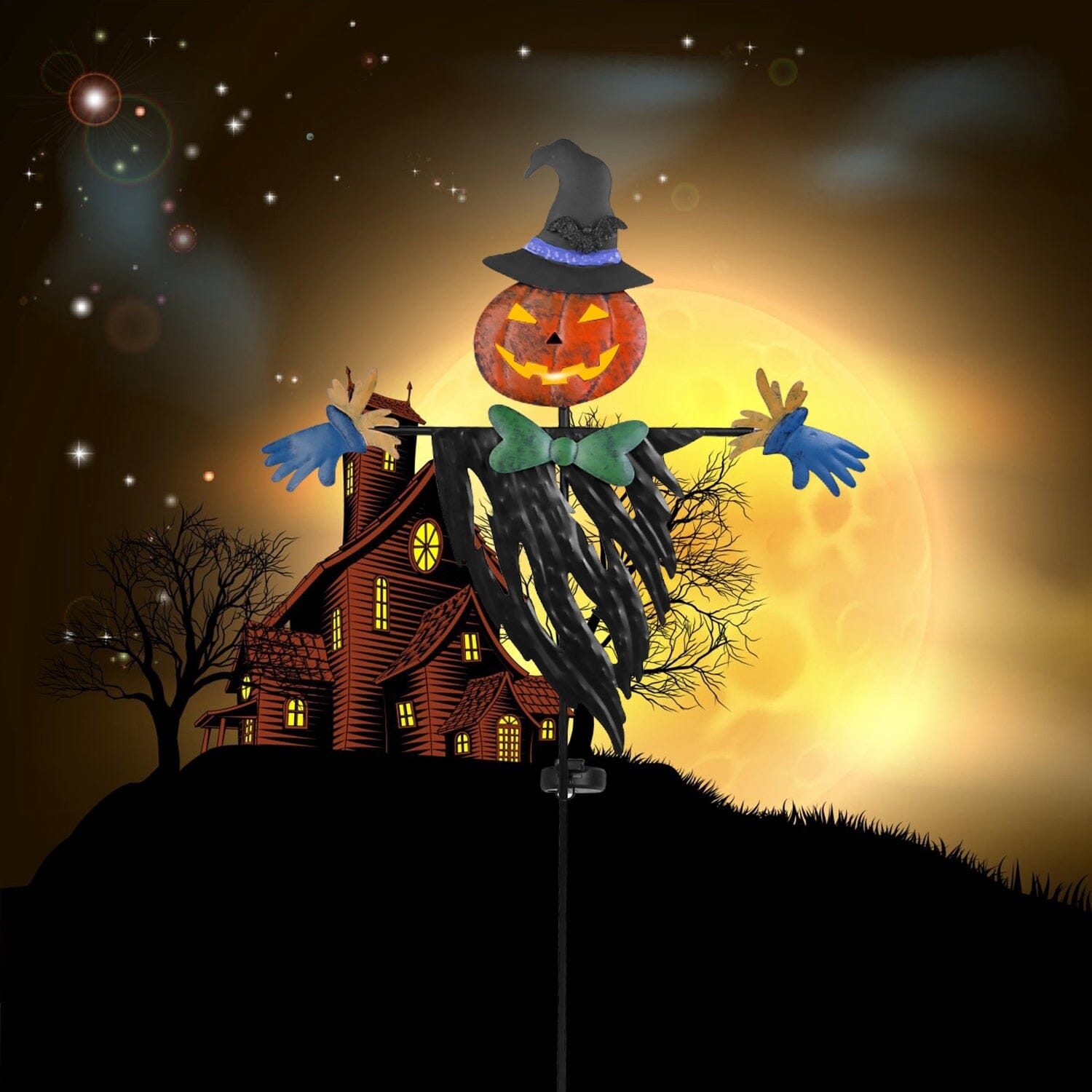 Solar Powered Scarecrow Shape Stake Light Halloween Decoration Official