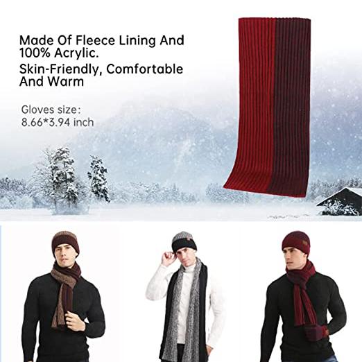 Men's Scarf and Beanie Hat Themal Gloves Set Sale Great Deals