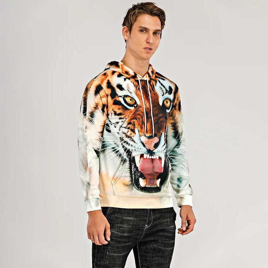 Men's Animal Patterned 3D Tiger Hoodie Really Cheap Shoes Online