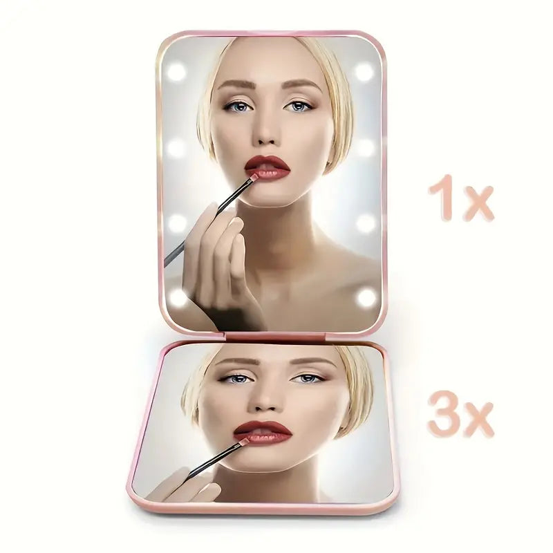 Pocket Mirror, 1X/3X Magnification LED Compact Travel Makeup Mirror Cheap Sale From China