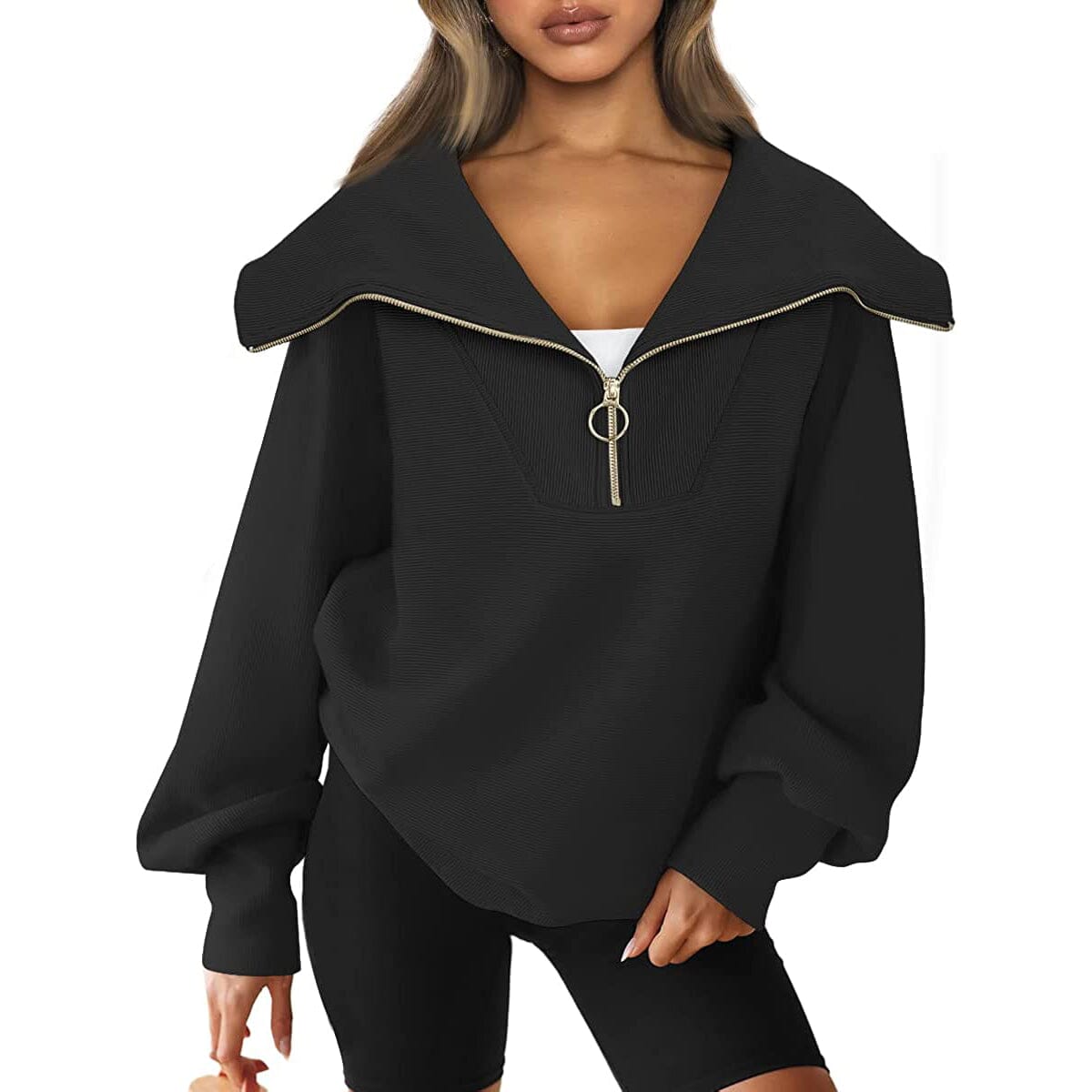 Womens Oversized Half Zip Pullover Sweatshirts Hoodie Cheap Pice Wholesale