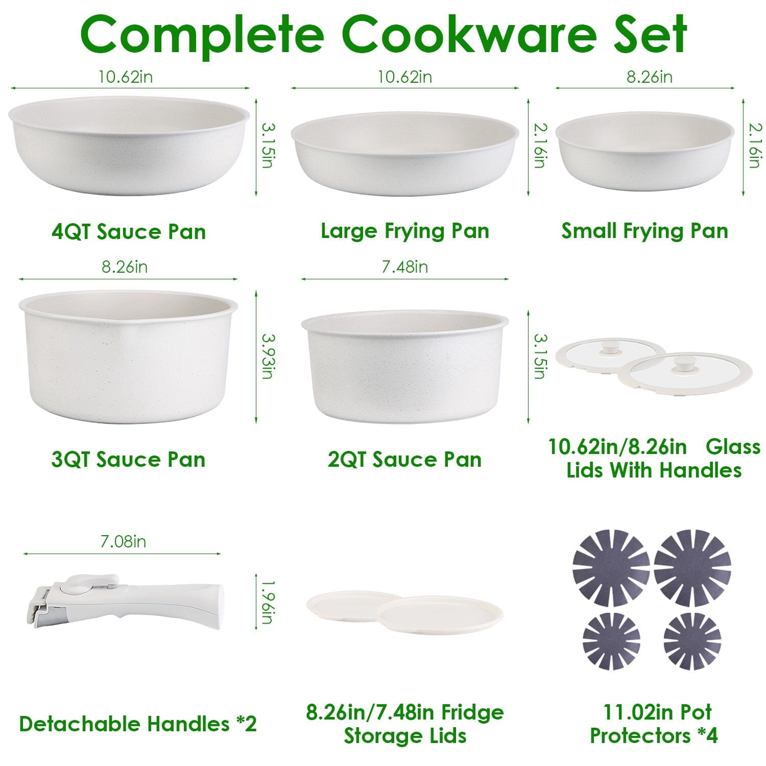 17-Pieces: Nonstick Cookware Set Induction Kitchen Pots and Pans Discount Low Cost