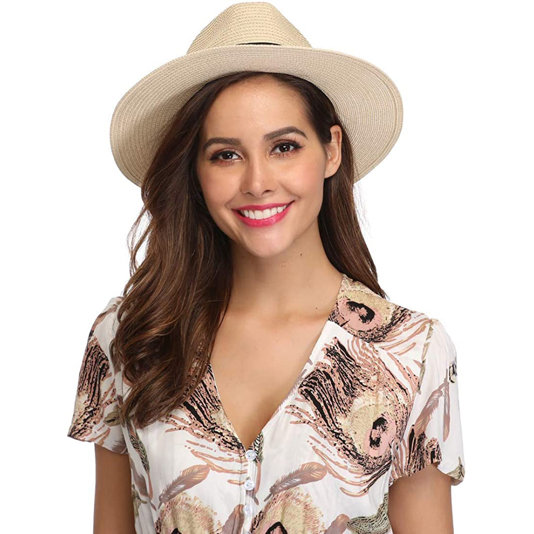 Women Wide Brim Straw Panama Roll up Hat With Mastercard Cheap Pice