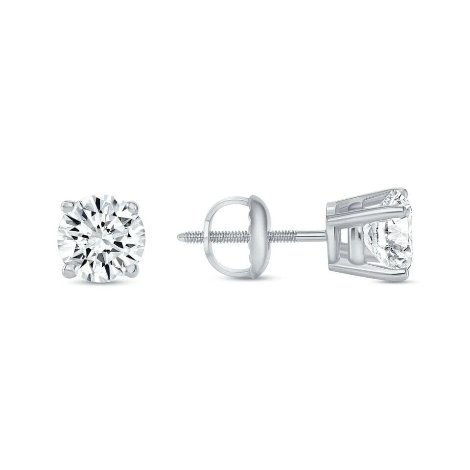 2 Ct Round Lab Created Grown Diamond Earrings 950 Platinum E/VVS Basket Screw Best Place To Buy