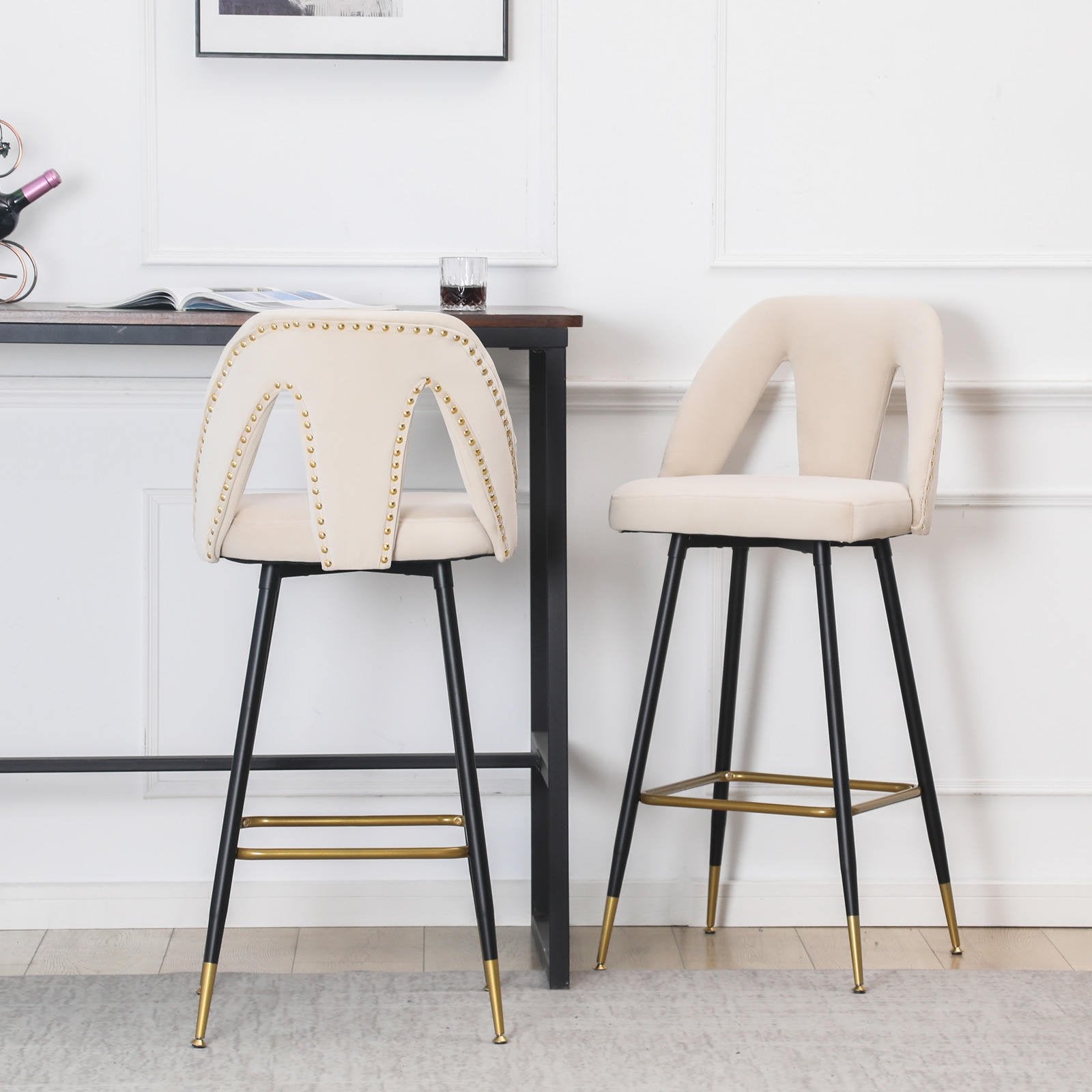 2-Pieces Set: Contemporary Upholstered Barstool Sale Free Shipping