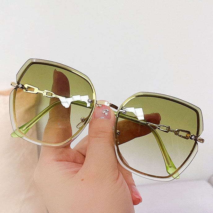 Metal Trimming Oversized Rhinestones Gradient Sun Glasses Cheap Online Store Manchester