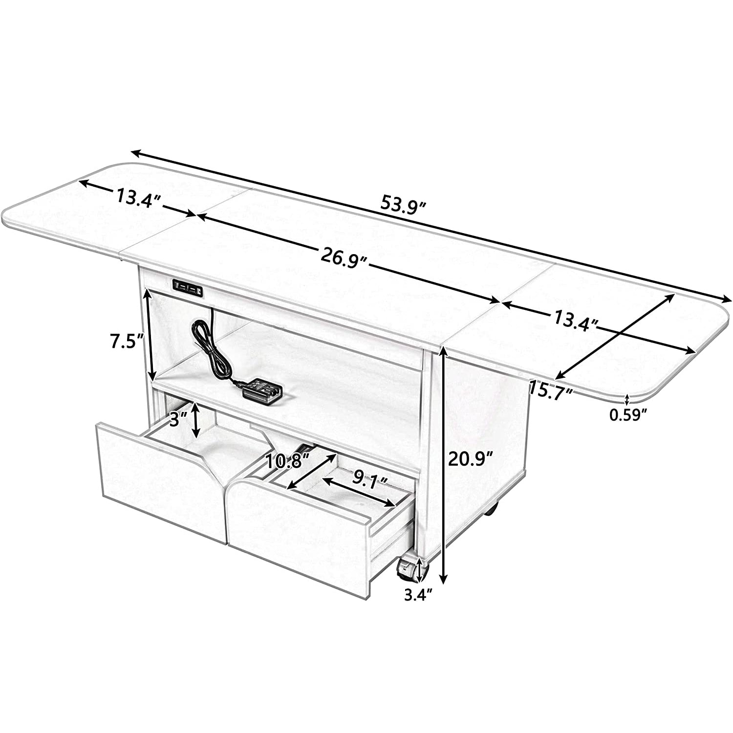 Nightstand with USB Port and Foldable Tabletop Countdown Package Cheap Online