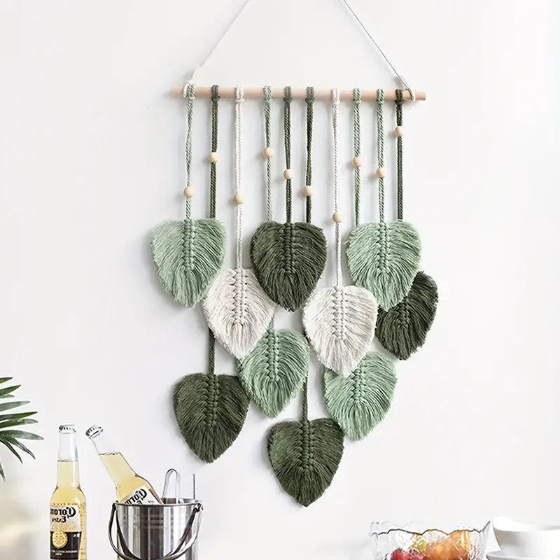 Handwoven Cotton Rope Leaf Tapestry Cheap Sale Visit New