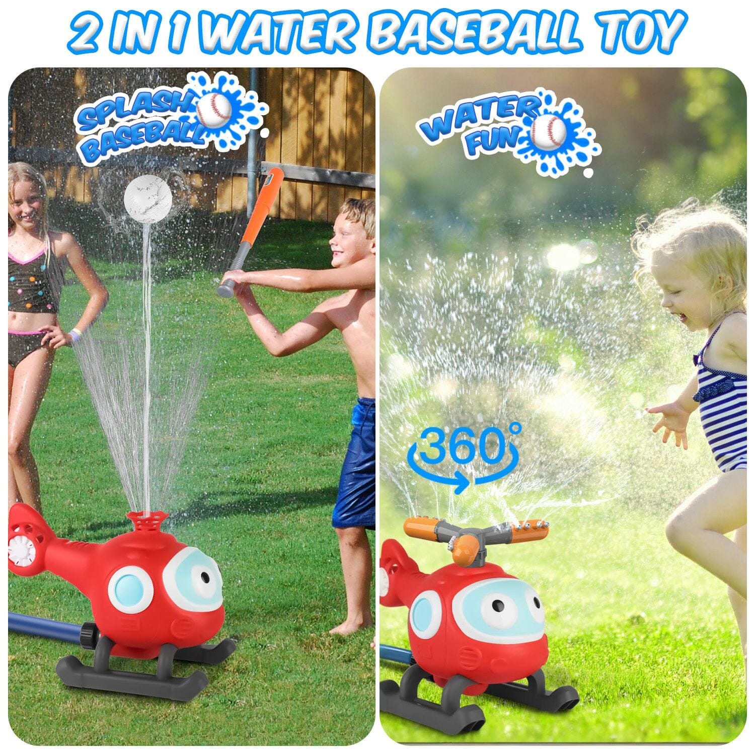 2-in-1 Water Sprinkler Baseball Helicopter Toy Where To Buy Low Pice