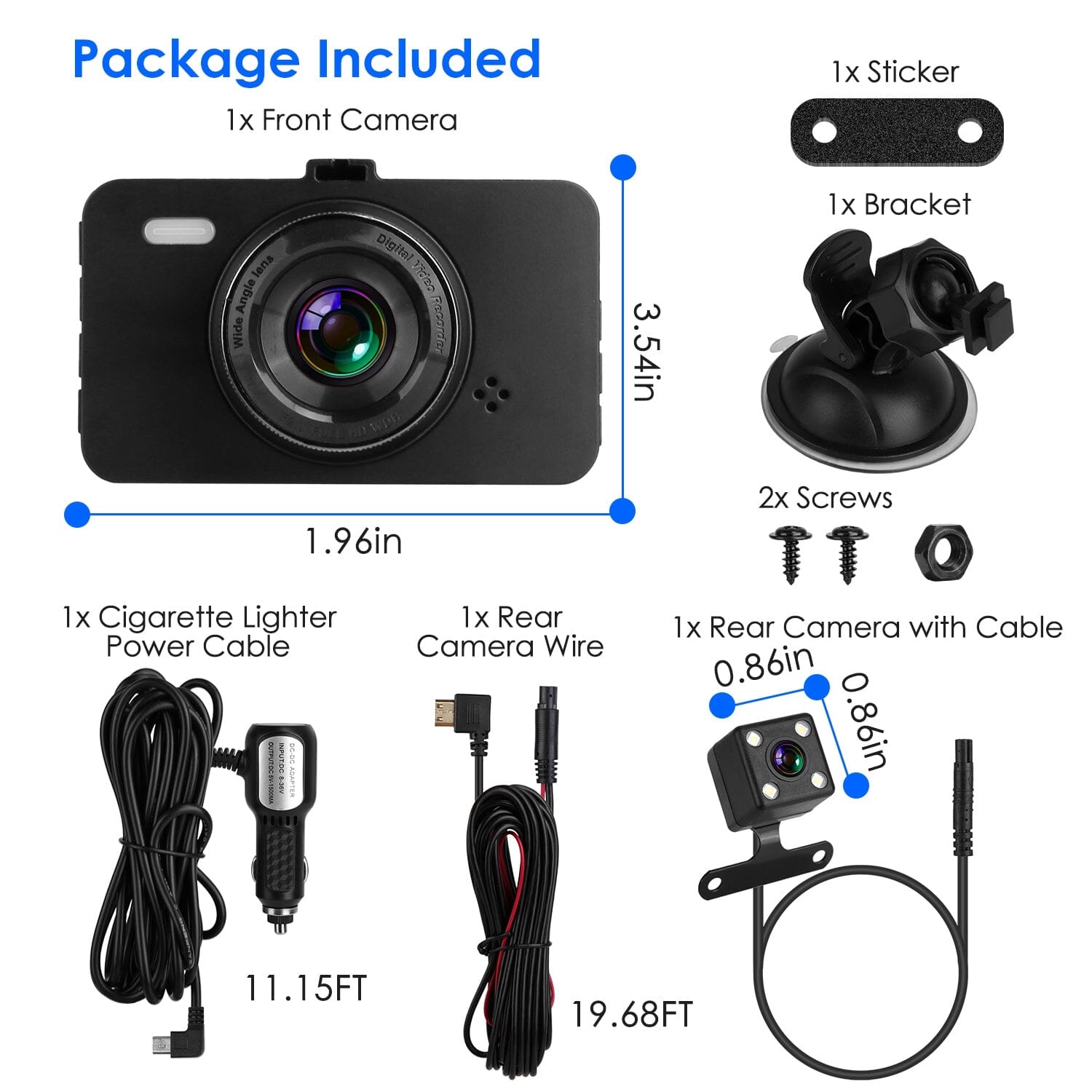 1080P Dual Dash Cam 3 Screen with Front and Rear Camera G-Sensor Motion Night Vision Loop Recording 2025 New For Sale