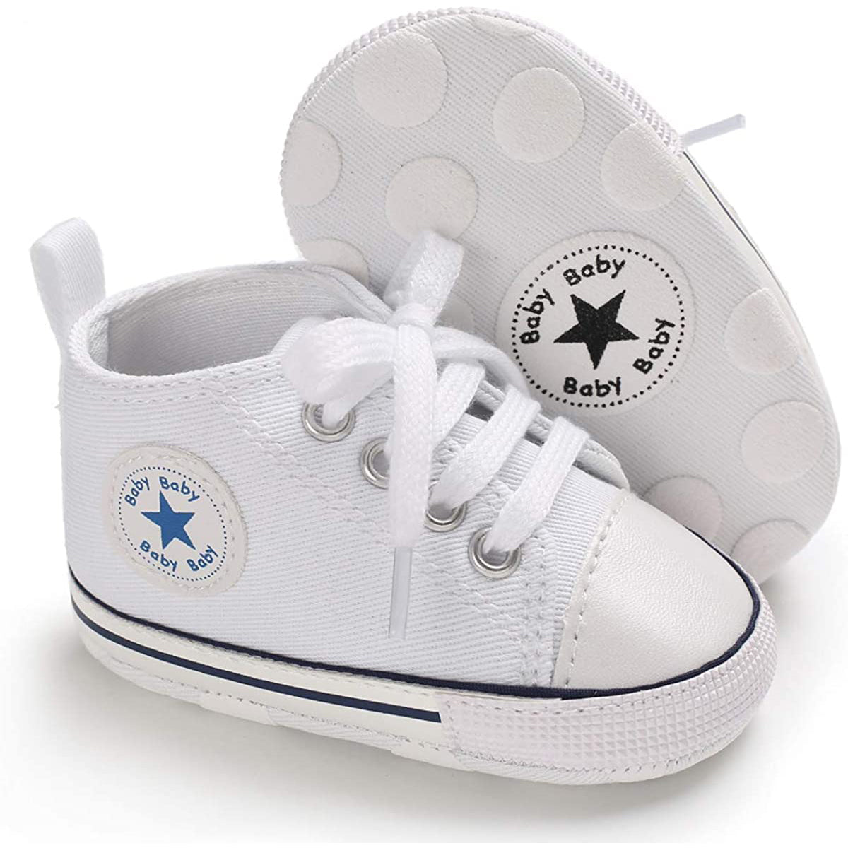 Unisex High Top Sneaker Soft Anti-Slip Sole Newborn Infant Denim Shoes Visit