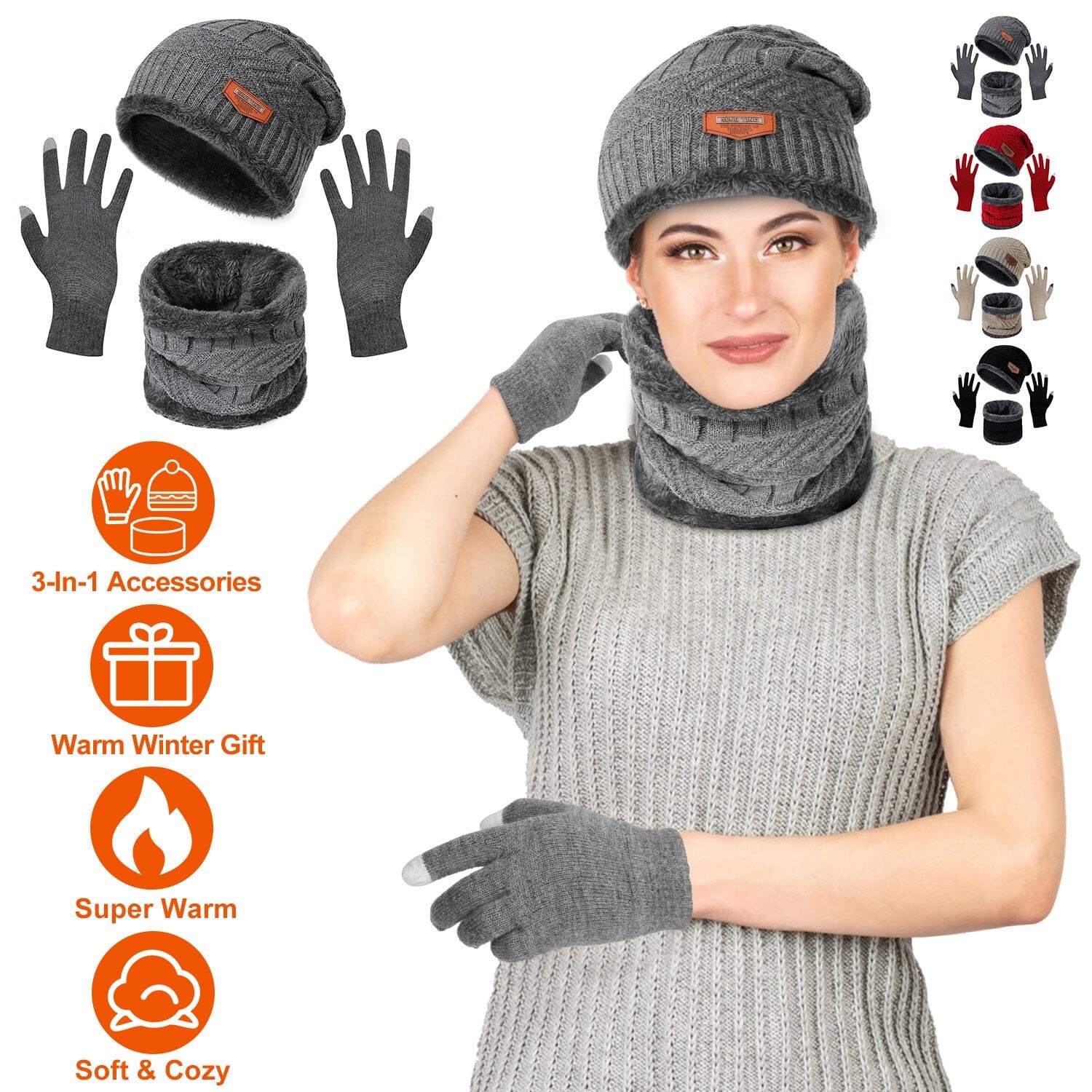 Winter Warm Beanie and Touch Screen Gloves Scarfs Set New Arrival Cheap Online