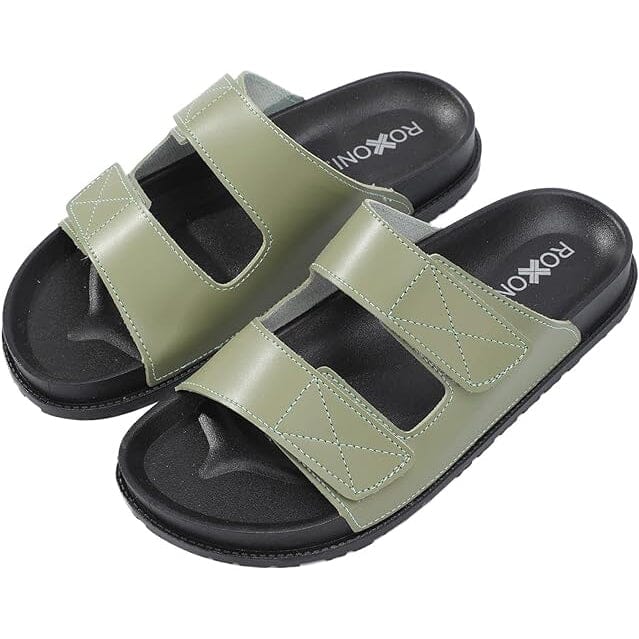 Roxoni Women's Cushioned Two Strap Footbed Sandals Lightweight Open Toe Slide Sandals With Mastercard For Sale