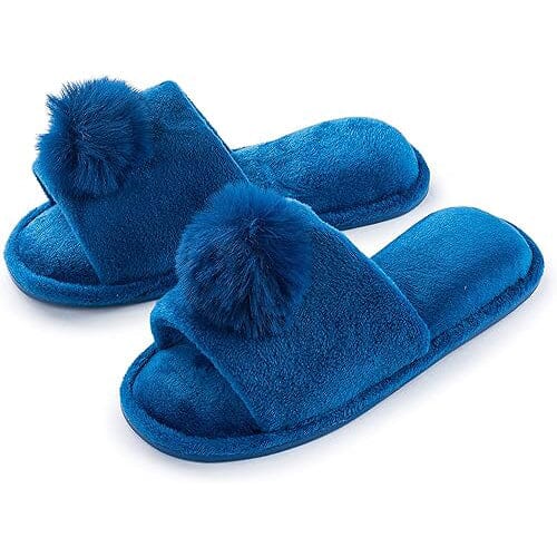 Pupeez Girl's Slipper Lovely Velvet Pom-pom Open Toe Kids House Slides Real For Sale