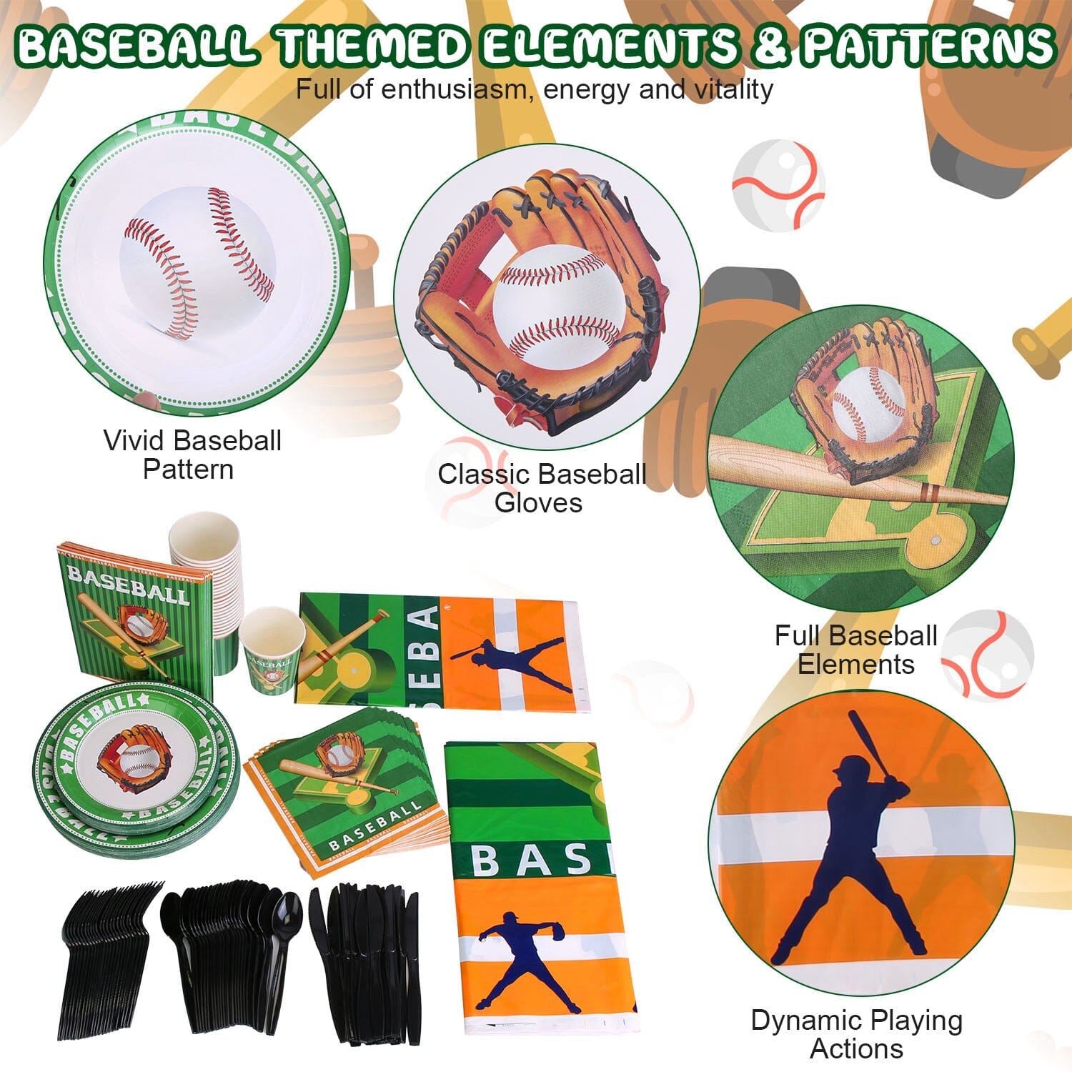 171-Pieces: Baseball Birthday Party Disposable Dinnerware Set Clearance Great Deals