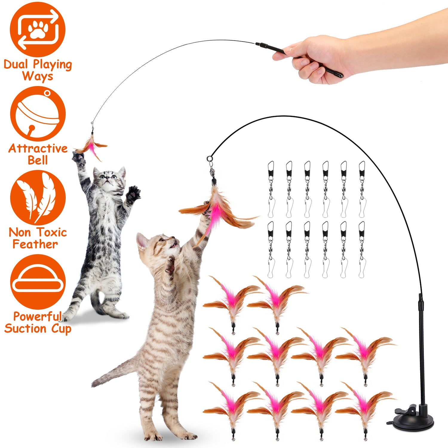 Cat Feather Wand Rod with 12 Pieces Feather Replacements for Cats Sale Amazing Pice