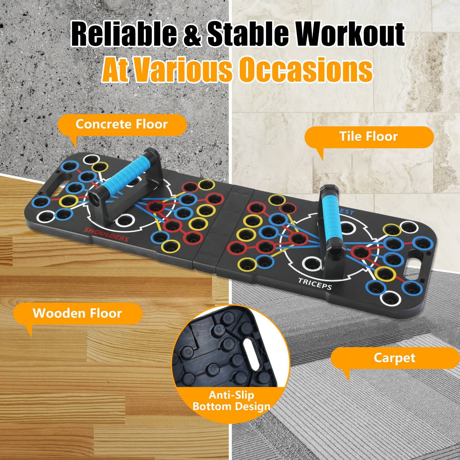 Multifunctional Push Up Board Home Strength Training Equipment with 15 Fitness Accessories Supply