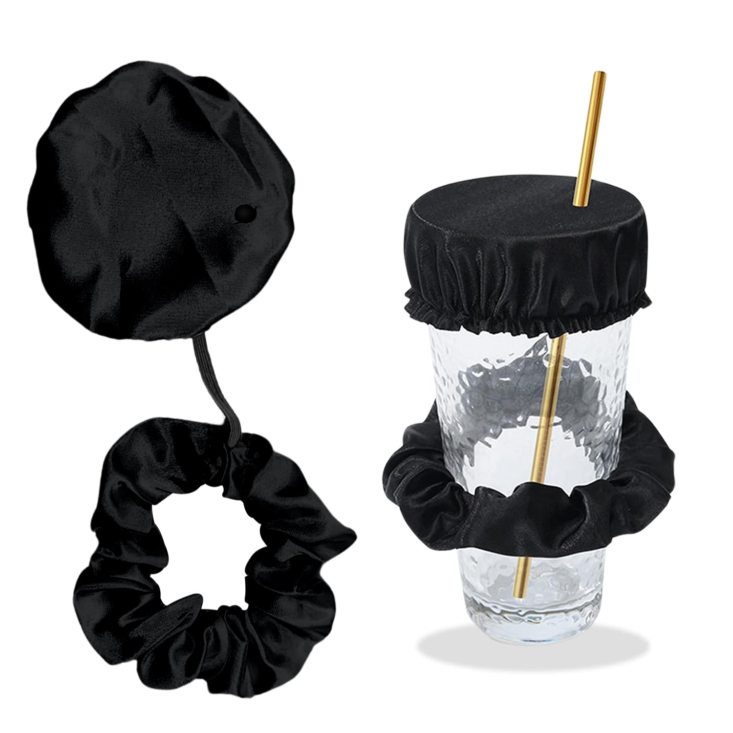 Reusable Anti-Spike Scrunchie Drink Mug Glass Cover Cap Headband with Straw Hole for Covering Drinks Party, Club, Disco Fashion Style Online