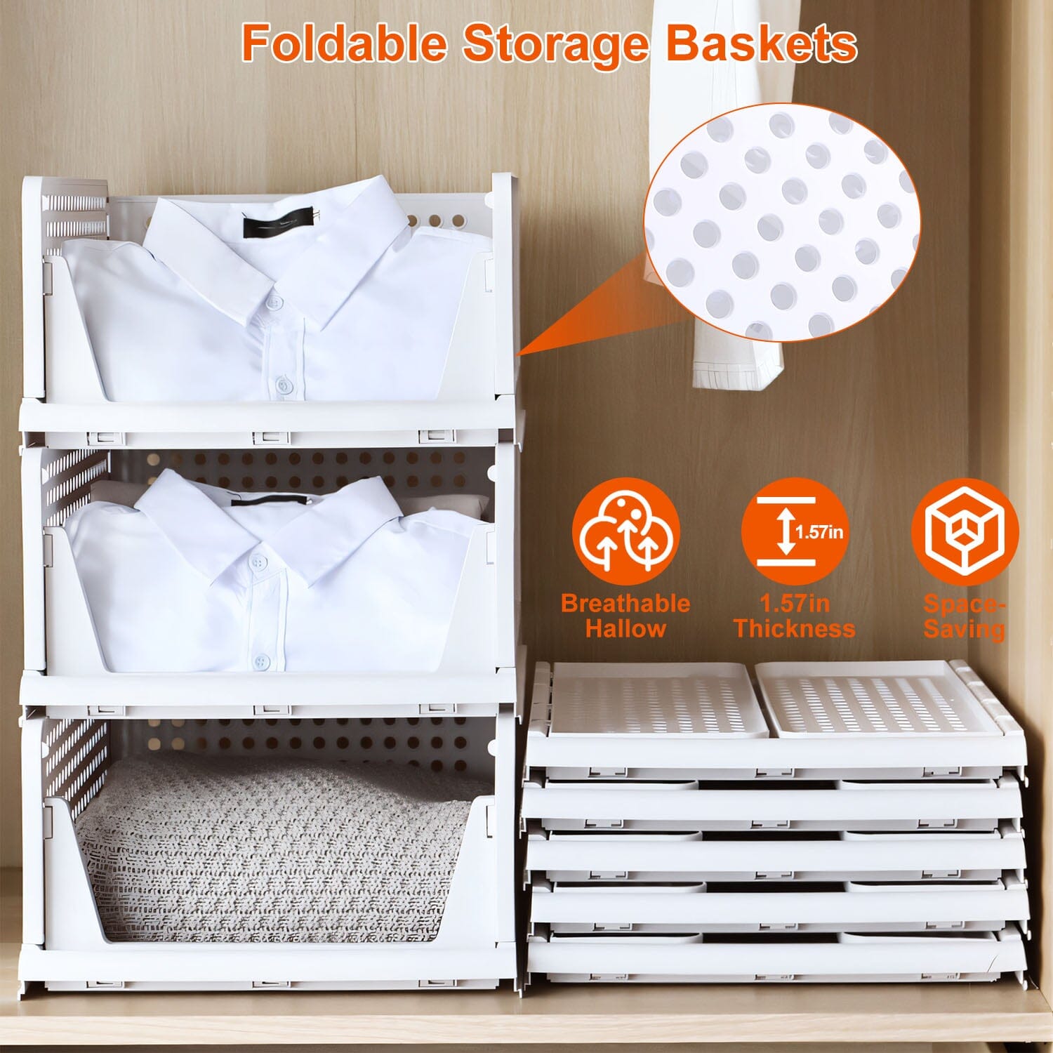 4-Packs: Plastic Storage Box Closet Organizer Foldable Storage with Slide Rail Push-Pull 2025 New