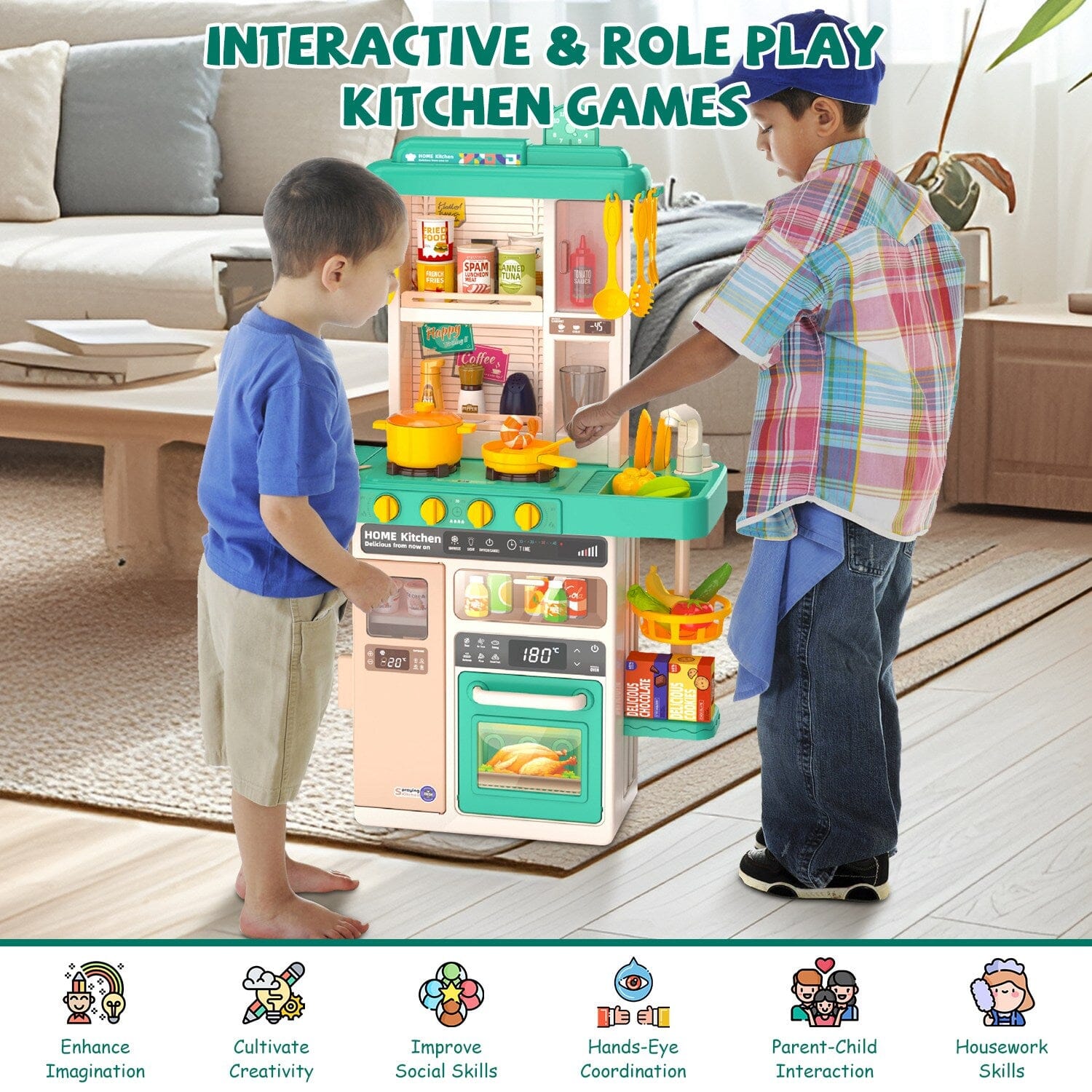 Kids Kitchen Play Set Interactive Pretend Kitchen Toys Cookware Pictures Online