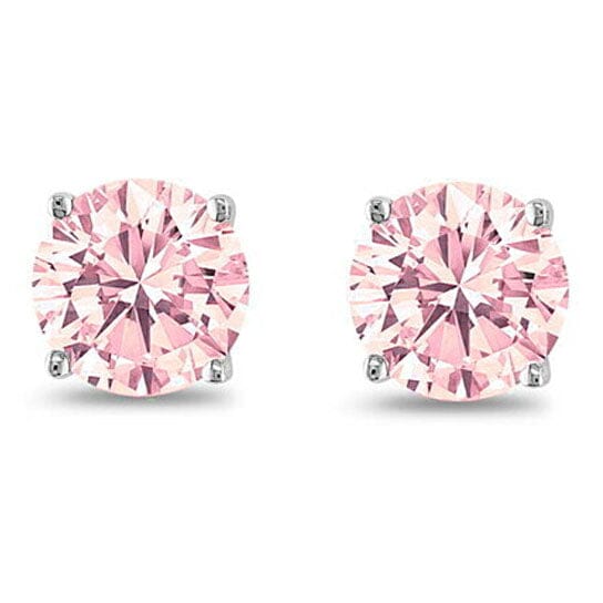 October Birthstone Pink 925 Sterling Silver Round Cz Stud Earring Cheap Genuine