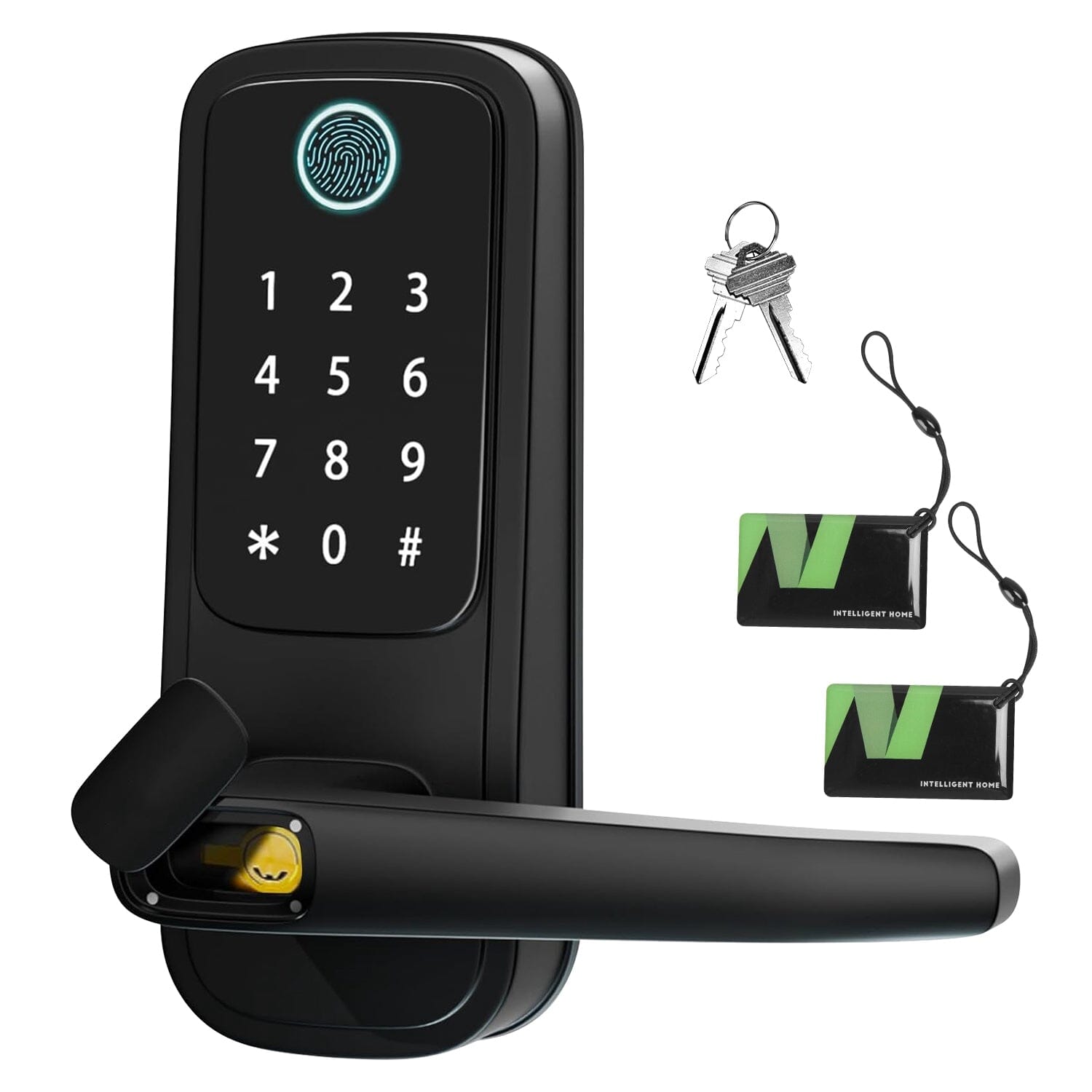 Smart Door Lock with Handle Fingerprints Passcode Keys Fobs App Control Discount Sale Online