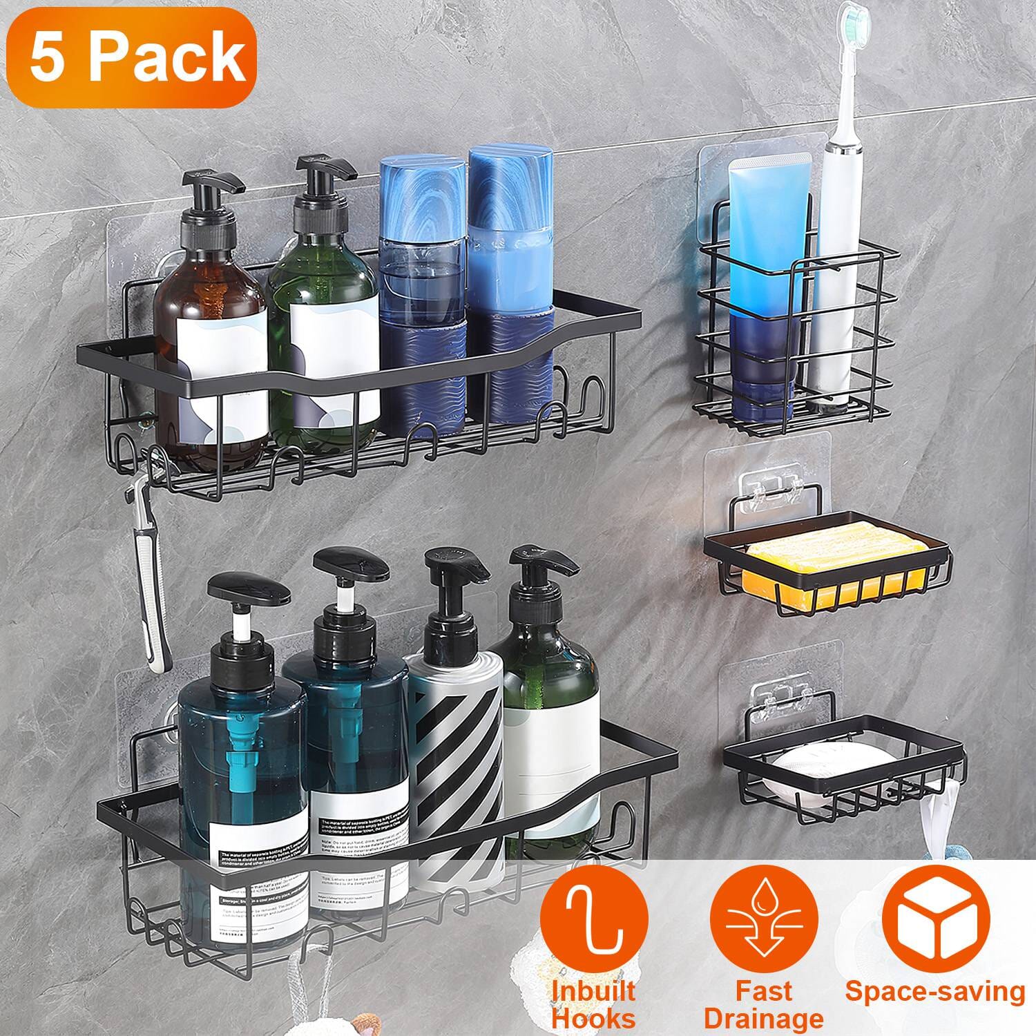 5-Pack: Shower Caddy Shelves with 18 Inbuilt Hooks How Much