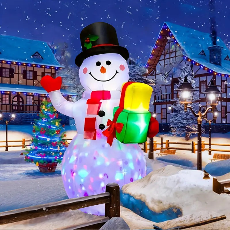 5FT Rotating Christmas Inflatable Snowman Decoration with 360° Colorful LED Lights Professional Online