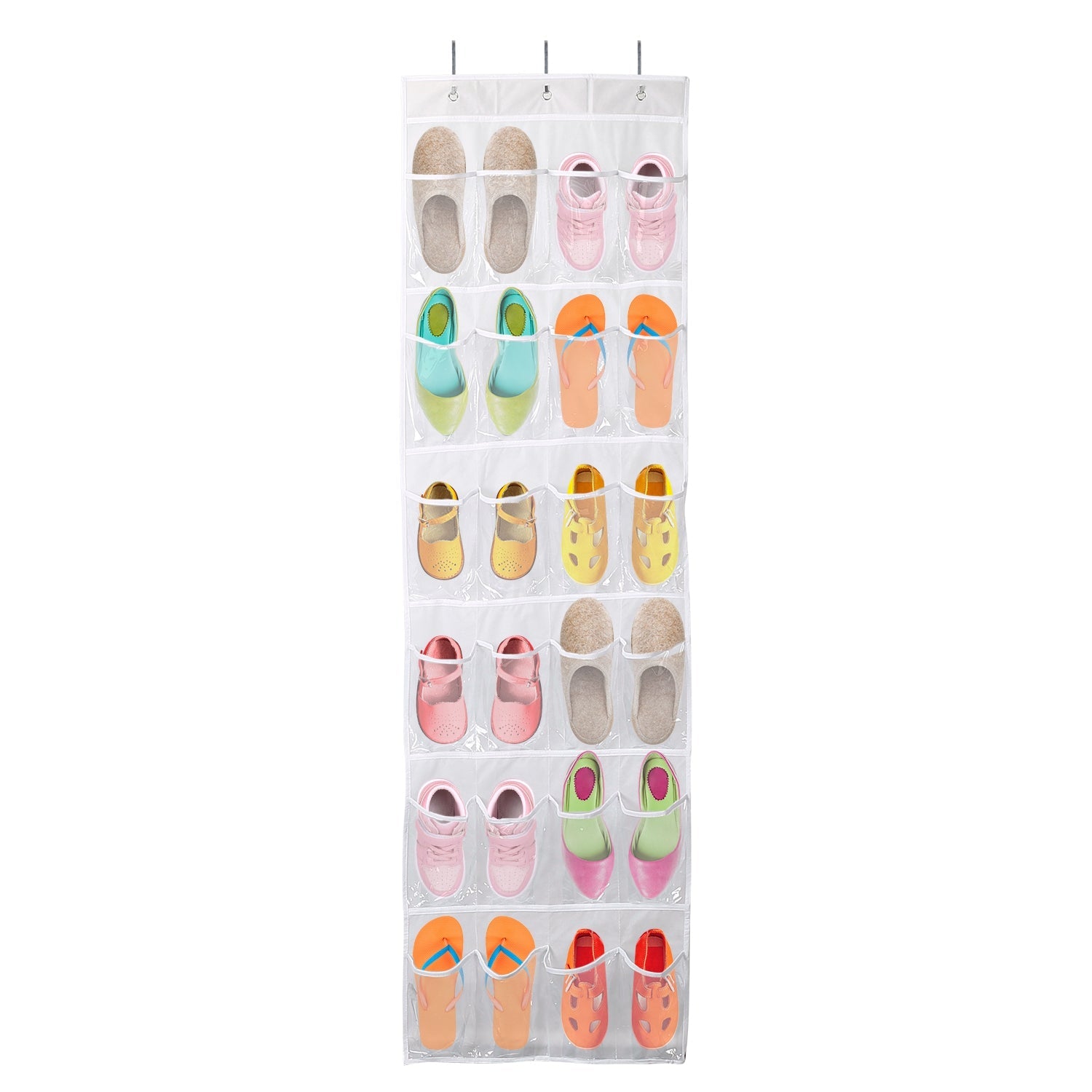 24-Pocket: Over the Door Shoes Rack Crystal Clear Organizer Top Quality Sale Online