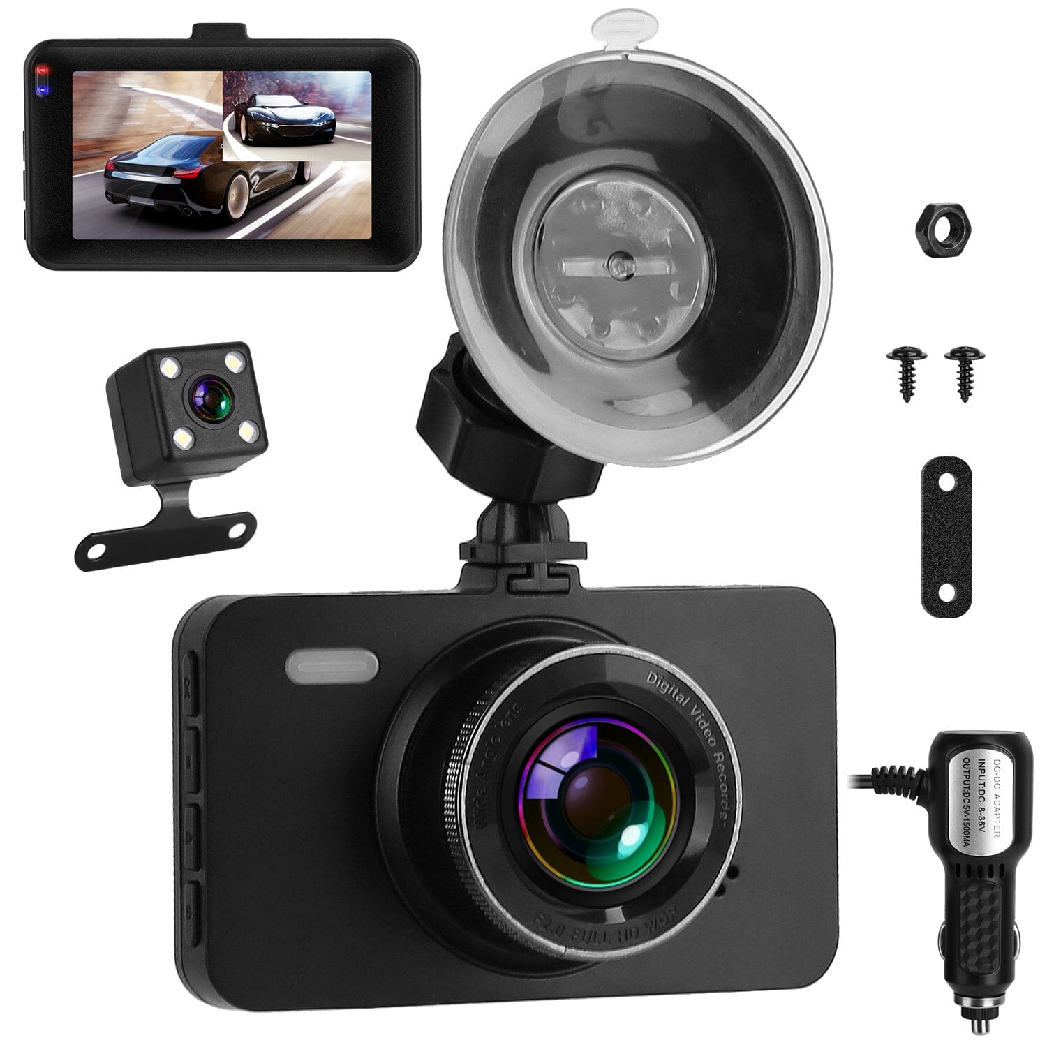 1080P Dual Dash Cam 3 Screen with Front and Rear Camera G-Sensor Motion Night Vision Loop Recording 2025 New For Sale