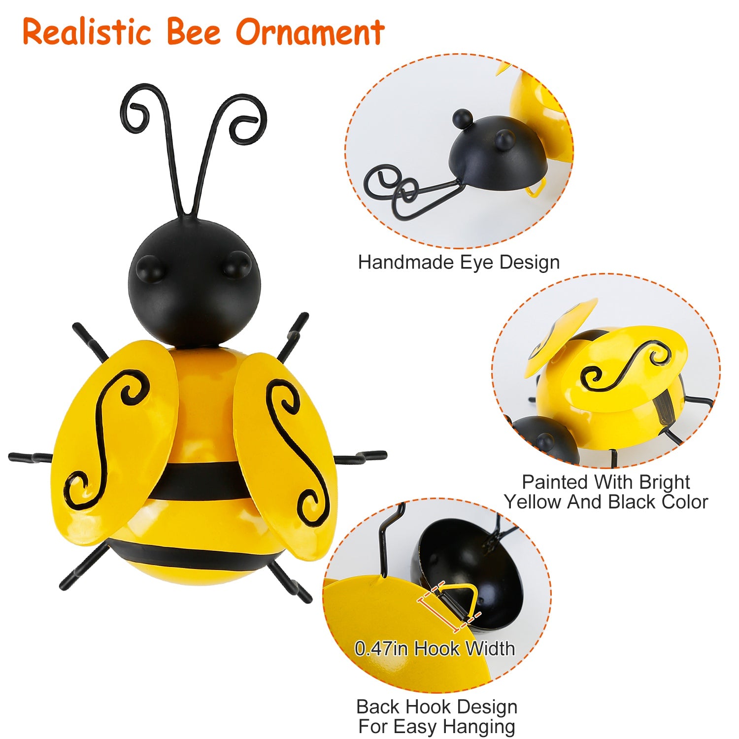 4-Piece: 3D Bumble Bee Ornament Set Many Kinds Of Online