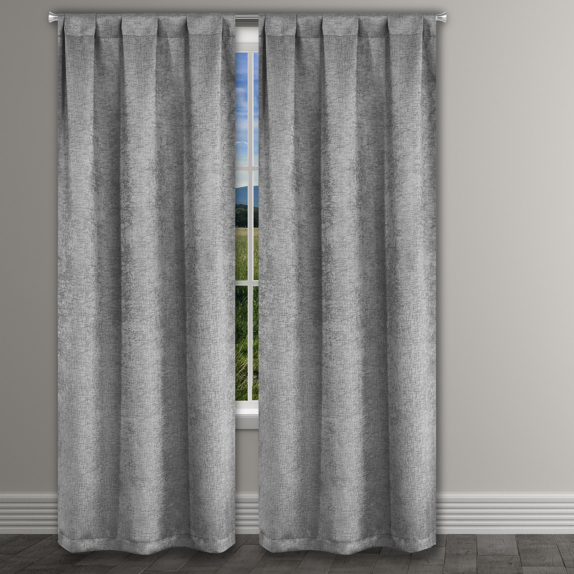 Heavy Suede Embossed Textured Blackout Thermal Window Curtain Pair Panel Cheap View