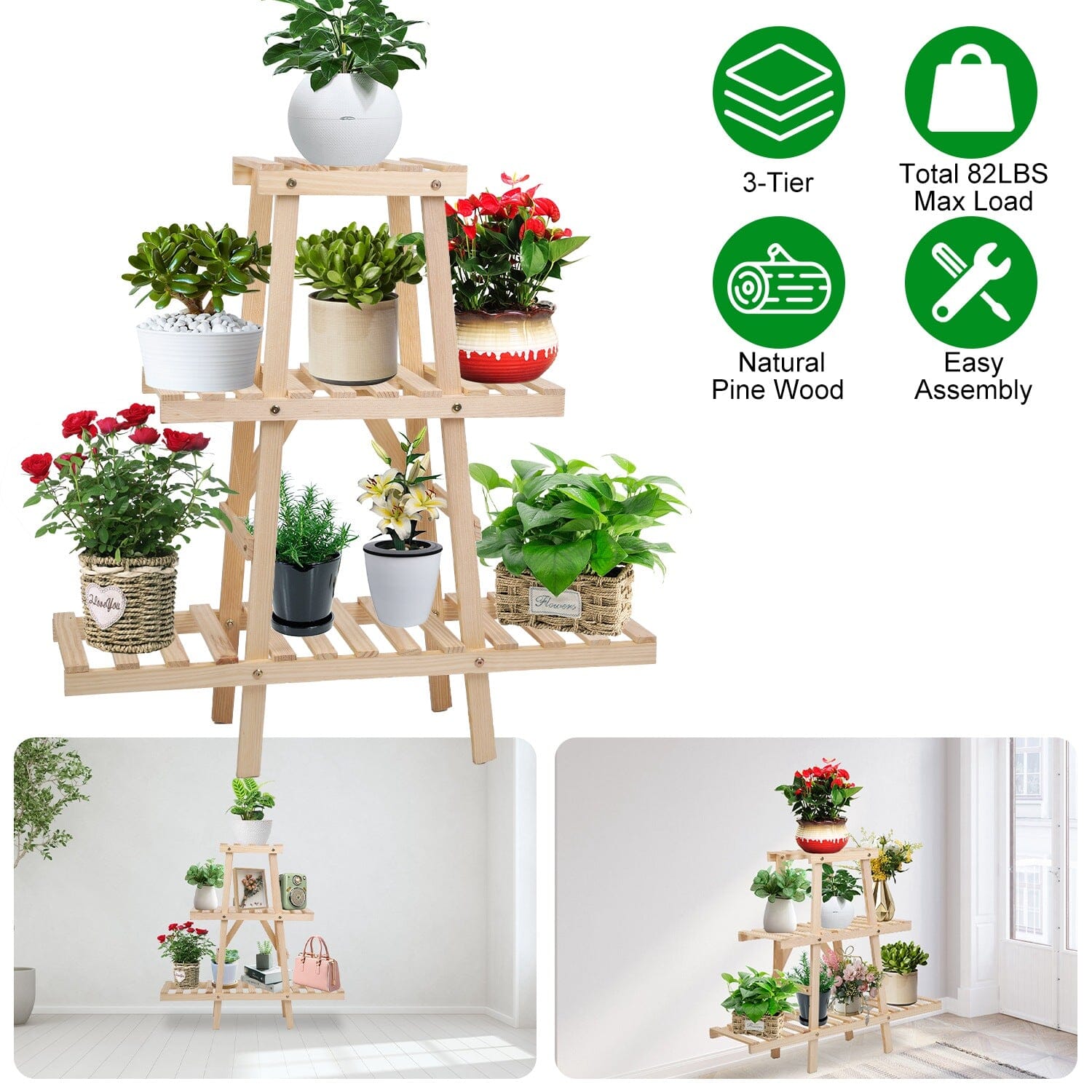 3-Tier Potted Flower Shelf Multi-tier Flower Pot Rack Holder Triangle Ladder Pay With Visa Cheap Pice