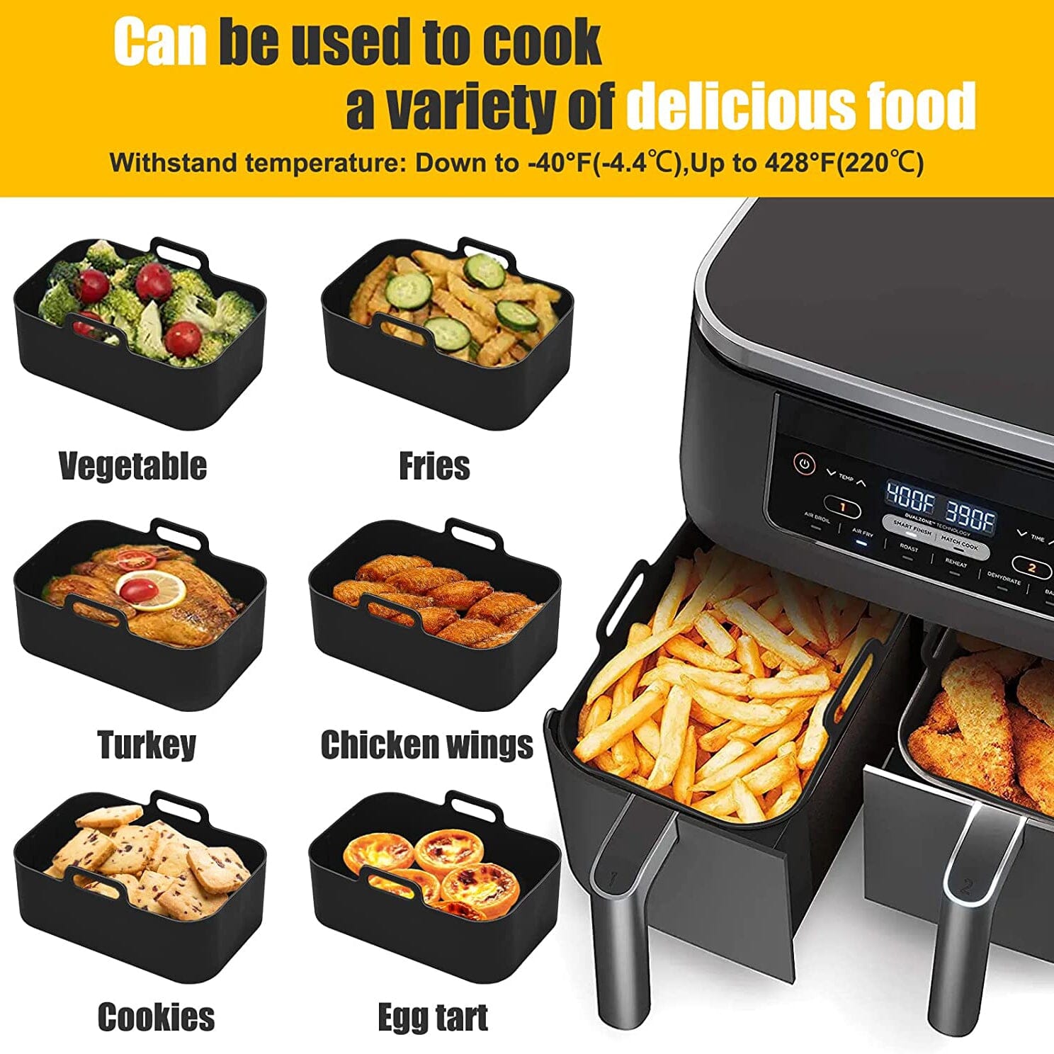 2-Piece: Air Fryer Silicone Pot Shipping Discount Sale