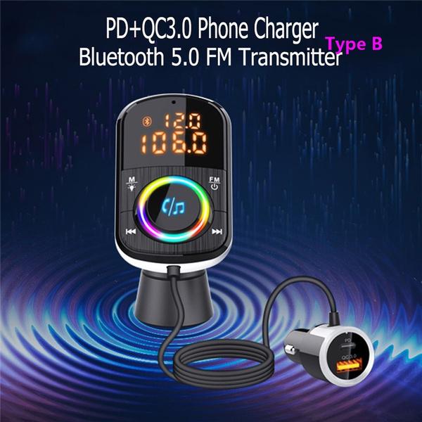 PD18W and QC3.0 Bluetooth 5.0 Car Radio Adapter Dual Fast Charging Port Wireless FM Audio Hands Free Car Kit Receiver Discount Manchester