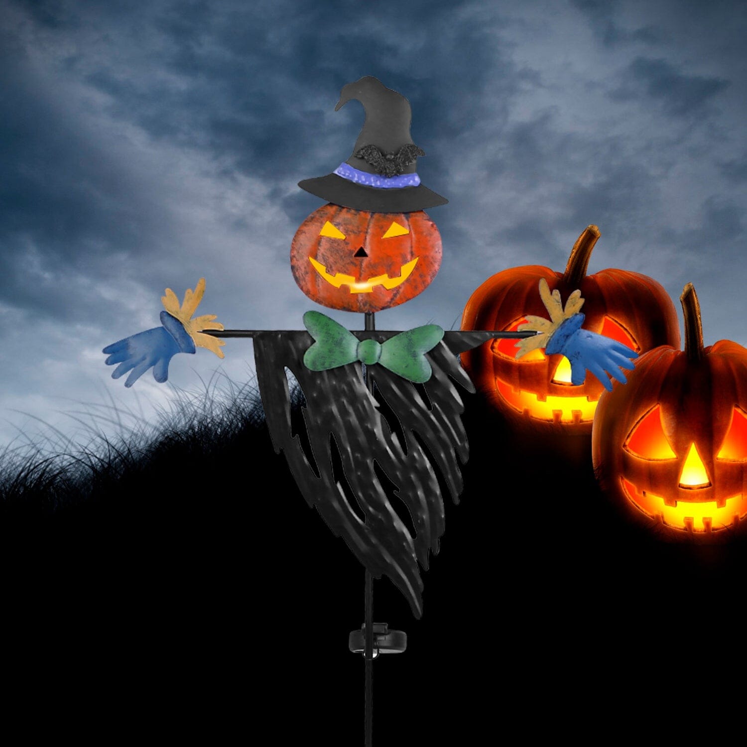 Solar Powered Scarecrow Shape Stake Light Halloween Decoration Official