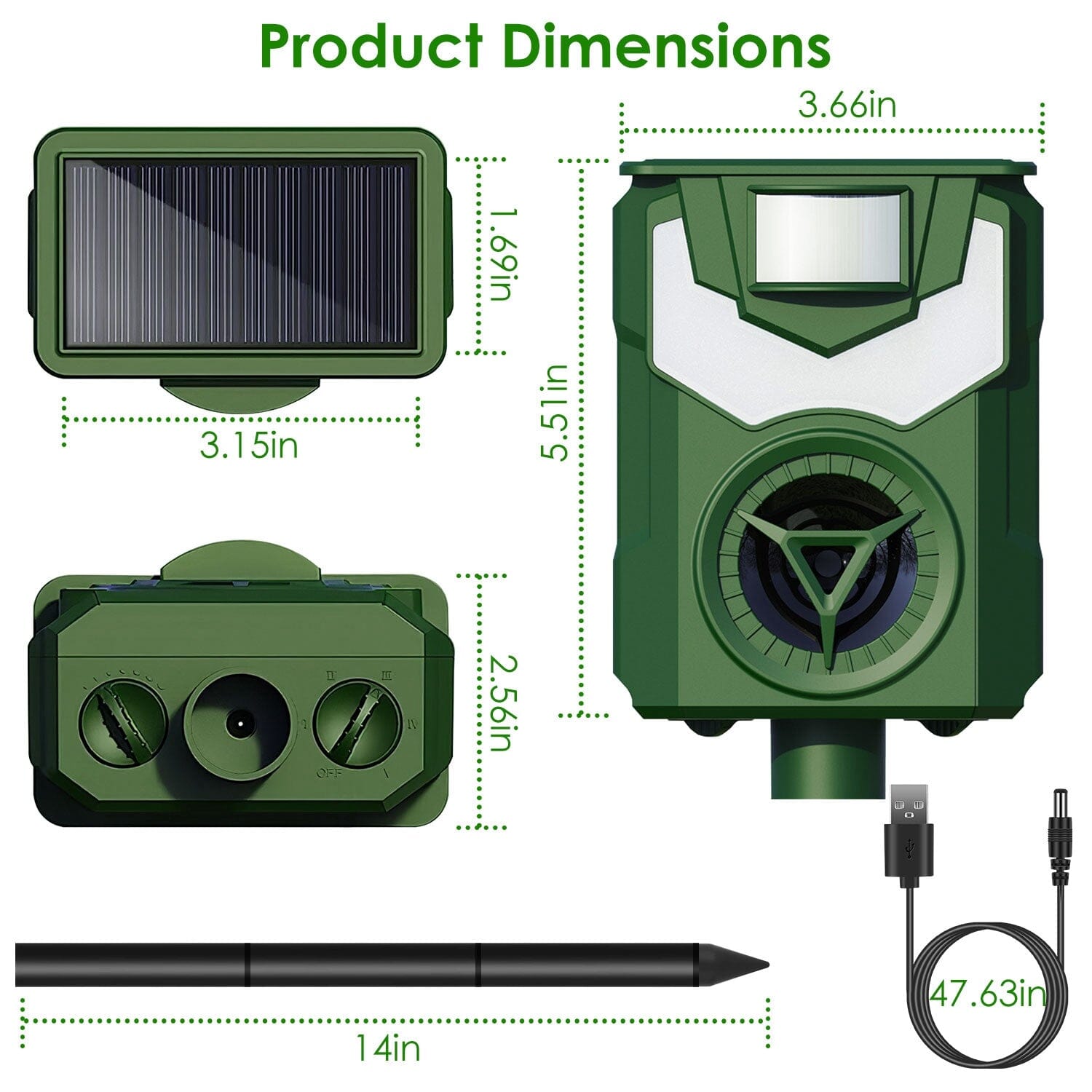 Solar Ultrasonic Animal Repeller with Flame Light USB Charge Motion Sensor Choice Cheap Pice