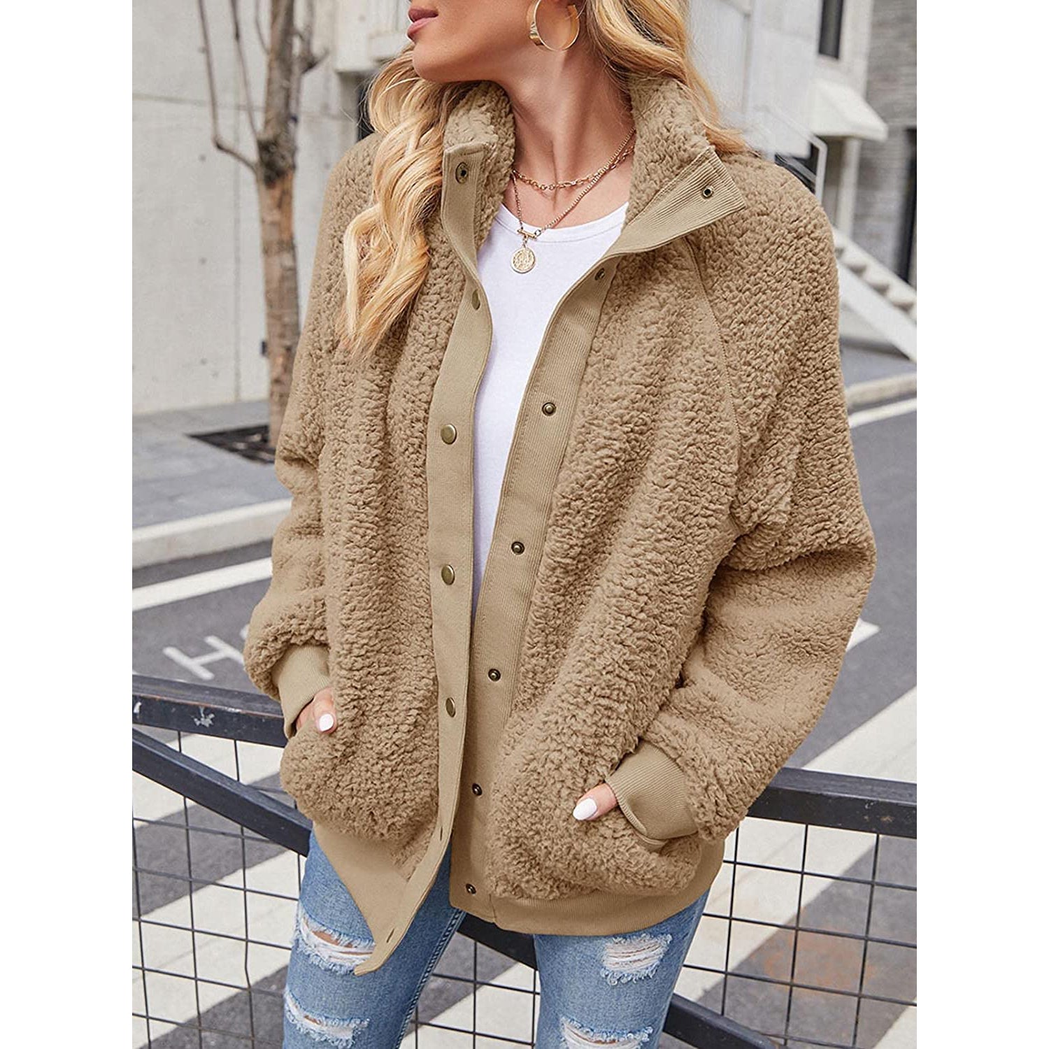 Womens Winter Sherpa Fleece Button Jacket Coat Cheap Sale Get Authentic