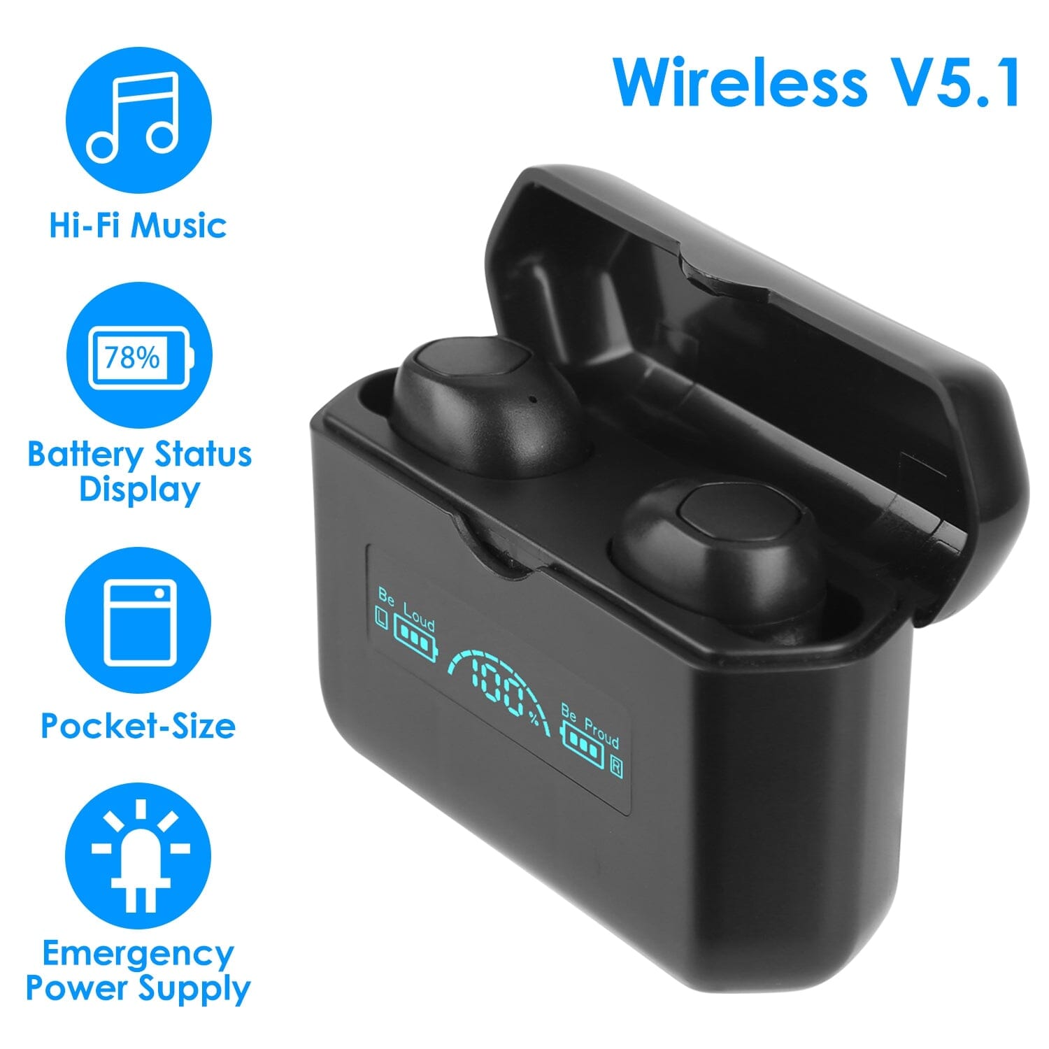 5.1 TWS Wireless Earphone with Charging Case IPX4 Waterproof Power Bank For Sale Free Shipping