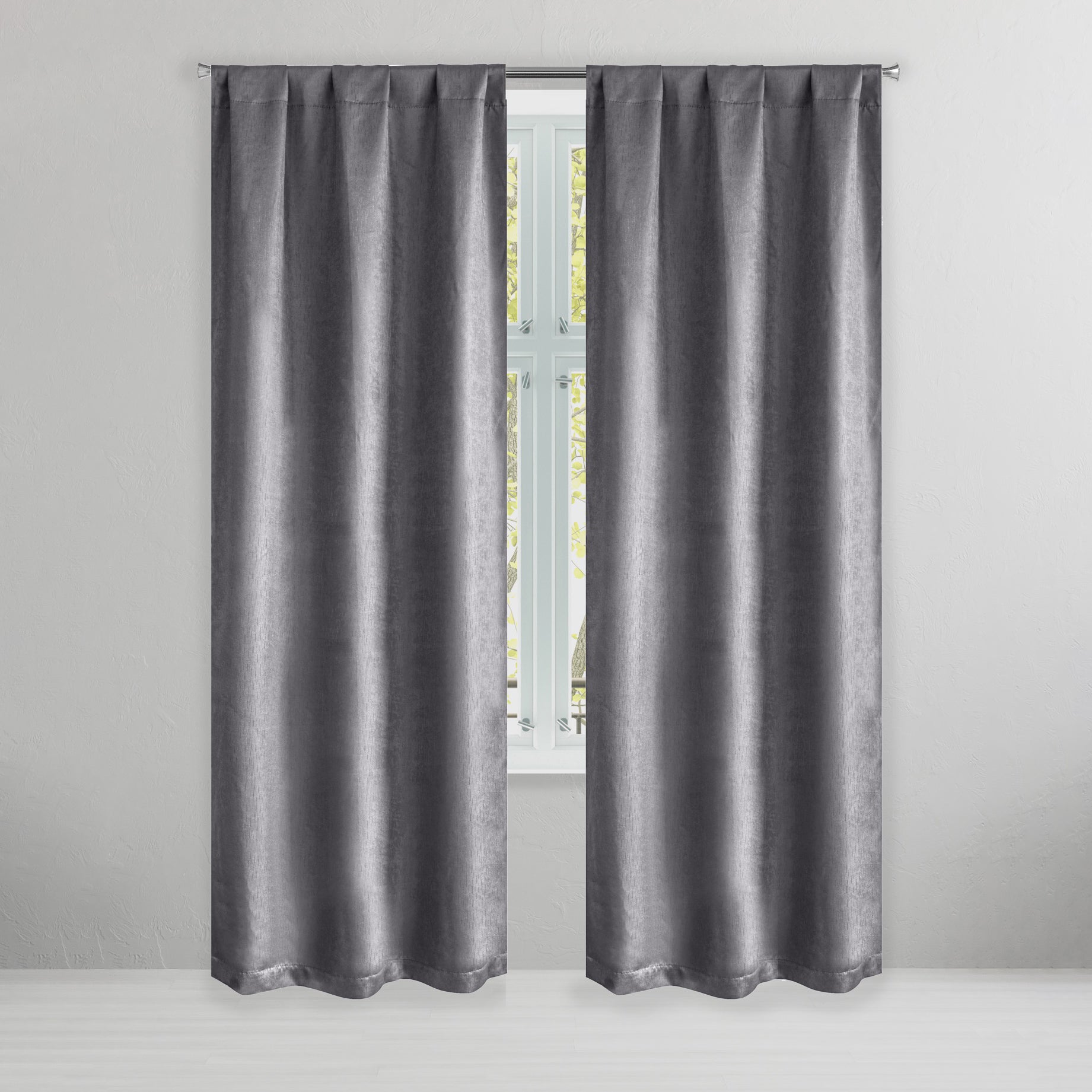 Set of 2: Brushed Textured Blackout Thermal Window Curtain Pair Panel Cheap Discount Sale