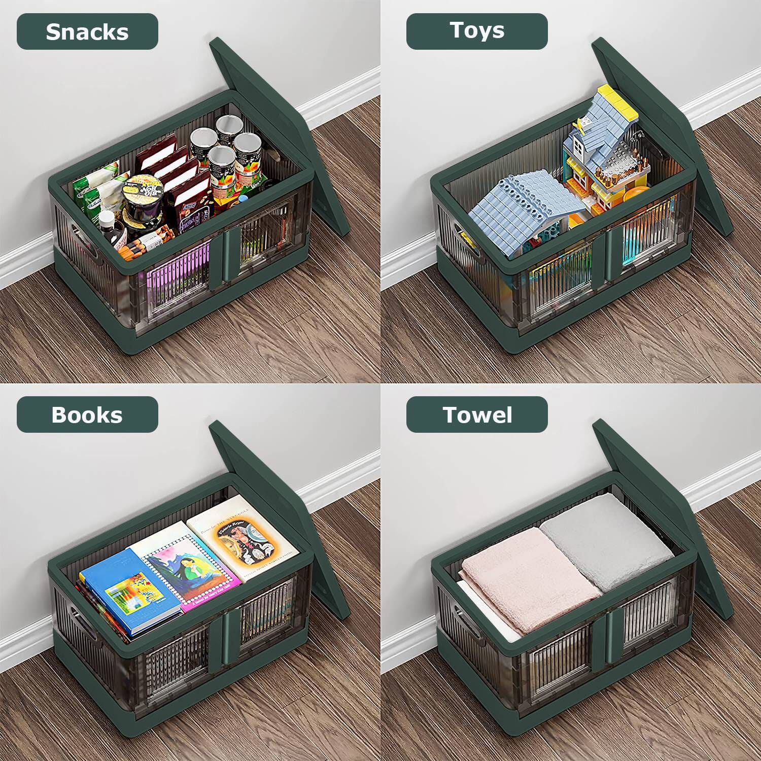 2-Piece: Foldable Stackable Storage Bins with Lid Websites For Sale