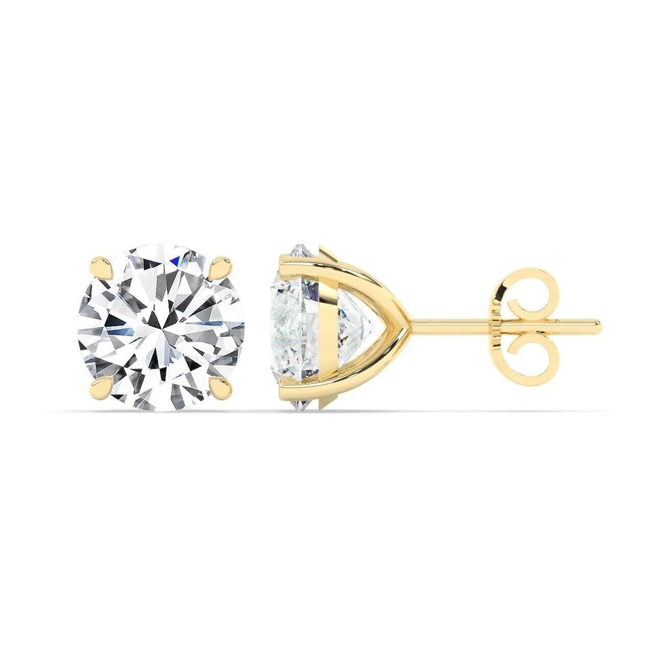 IGI,F/VS1 ,2 CT Solitaire Lab-Grown Round Diamond Studs Earring, 18K Yellow Gold Free Shipping Top Quality