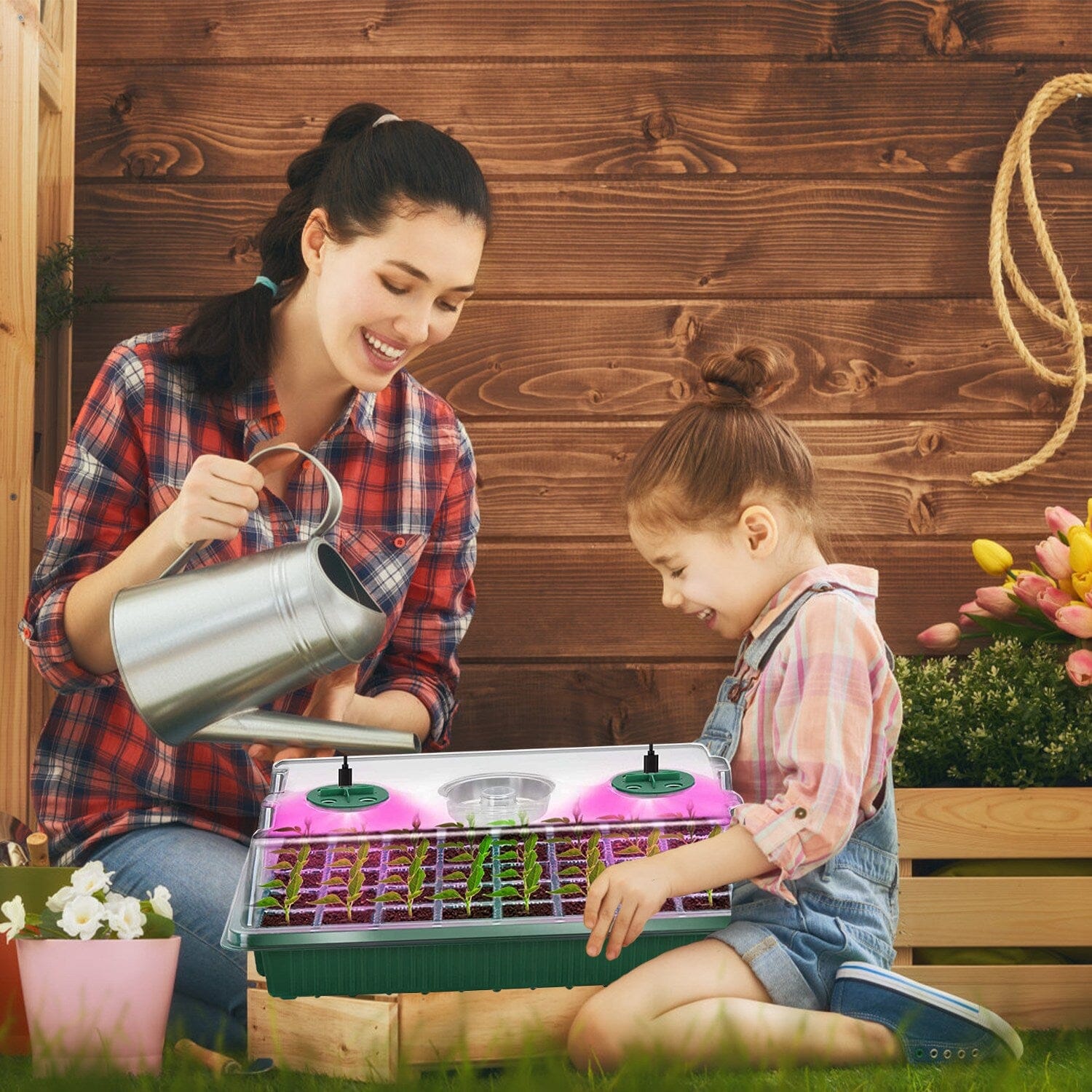 2-Pack: 40 Cell Seed Starting Tray Plant Grow Light with 4 Adjustable Brightness Outlet Store Online