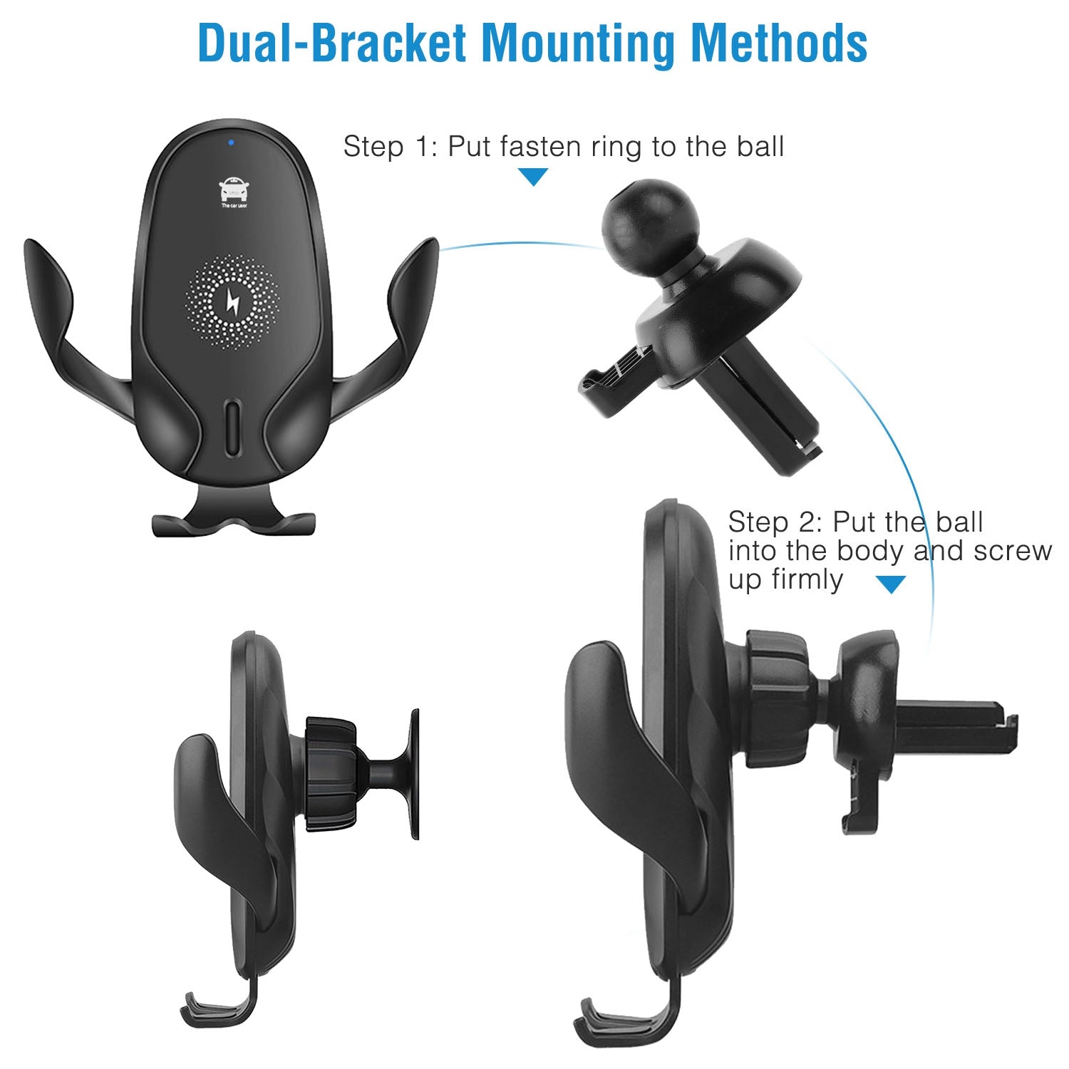 Wireless Car Charger 15W Qi Fast Charging Car Mount Outlet Sast