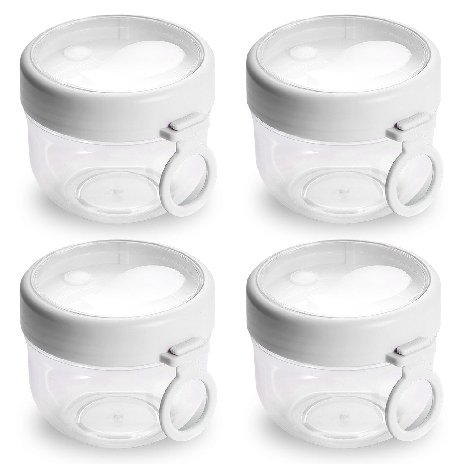 4-Piece: 20 Oz Oat Containers with Lids and Folding Spoons Browse For Sale