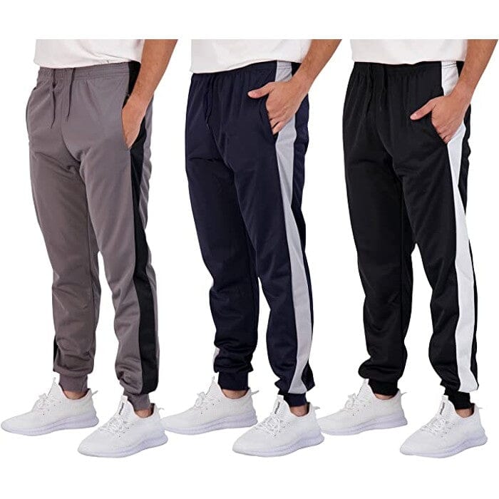 3-Pack: Men's Fleece Active Tricot Joggers with Pockets Best Wholesale Online